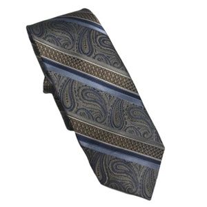 Pronto Uomo Platinum Silk Tie Blue Paisley
